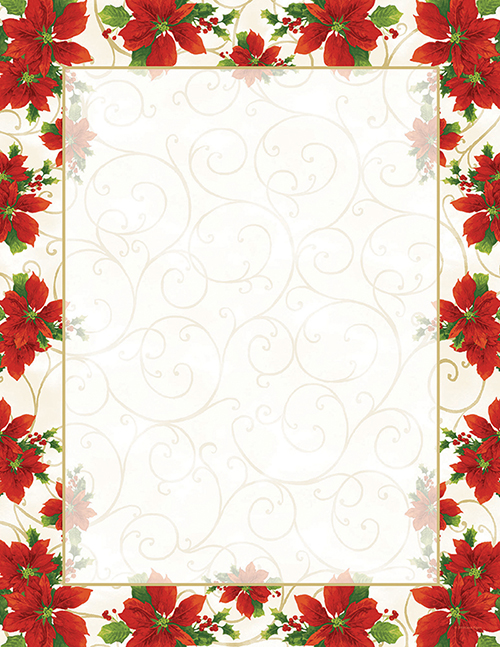 Poinsettia Swirl Letterhead 25CT