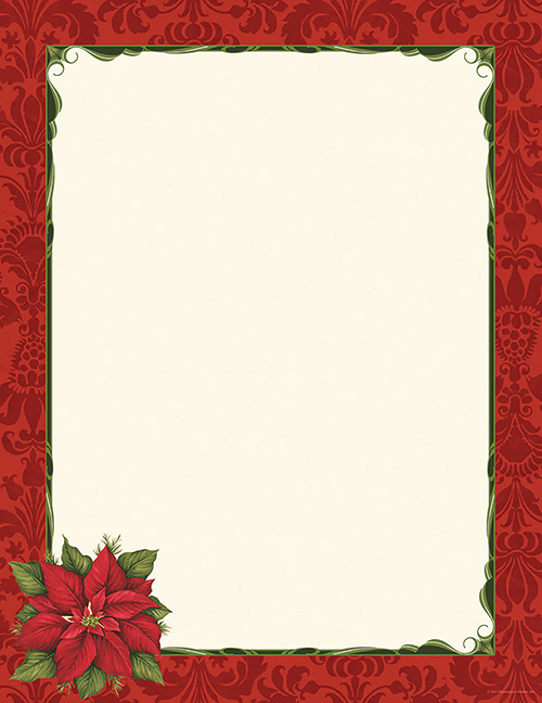 Poinsettia Damask Letterhead 80 CT