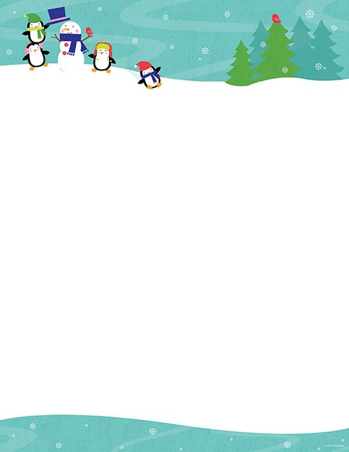 Penguins Playing in snow Letterhead 80CT