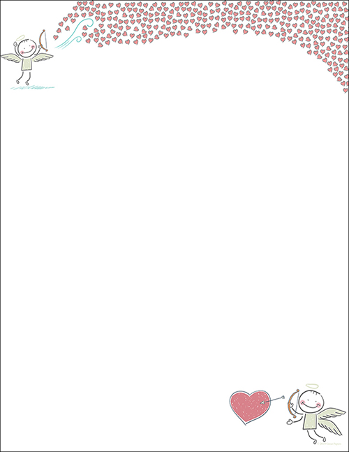 Bow And Arrow Cupid Valentine Hearts Letterhead 80CT