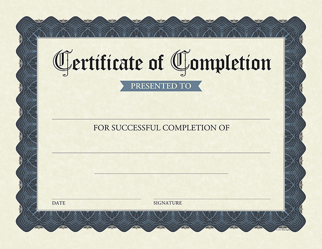 Stone Blue Completion Certificate, 15 CT