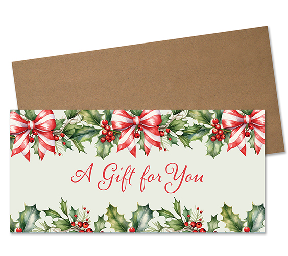 Holly Holiday & Bow Gift Card Holder