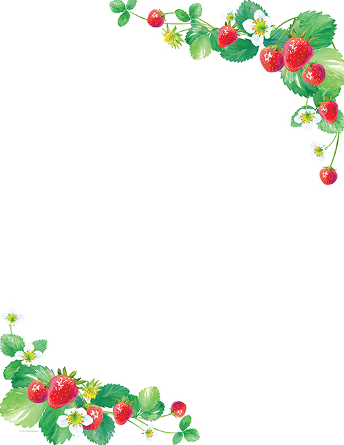 Watercolor Strawberry Corner Letterhead 80CT