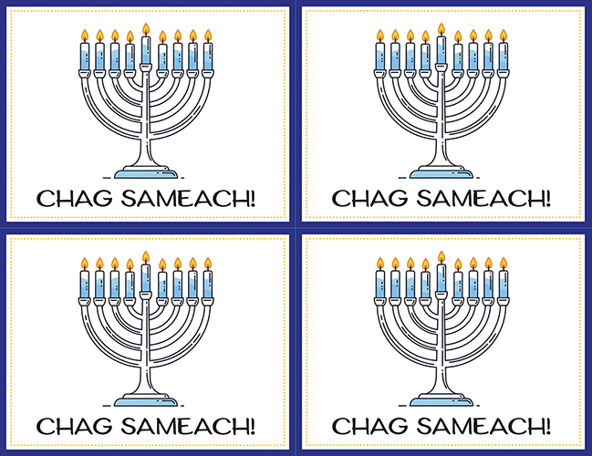 Hanukah Chag Samch 4Up Post Card 10 sheets