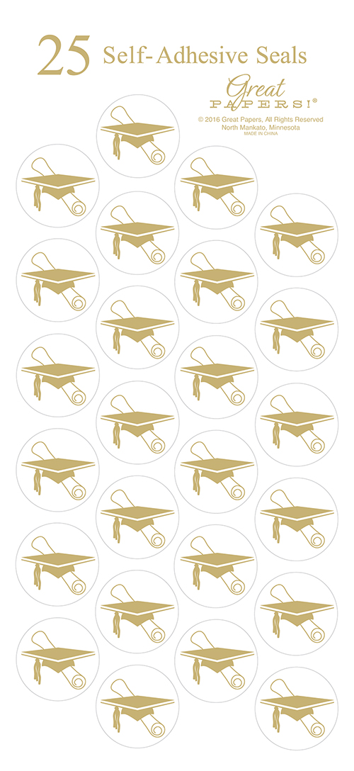 Gold Grad Hat Seal 25CT