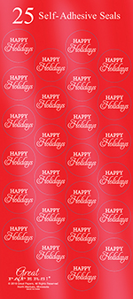 Red Happy Holidays Seals 25CT