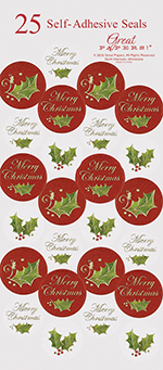 Christmas Holly Foil Seals 25CT