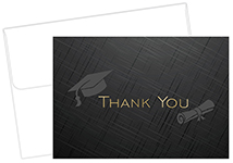 Gold Grad Hat Foil Thank You Notecard 50CT