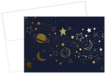 Cosmic Night Gold Foil Stars and Planets Thank You Notecard 50CT