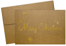 Kraft Merry Christmas Gold Foil Notecard