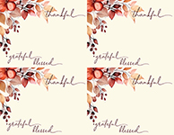 Thankful, Grateful, Blessed, 4 UP Postcard, 40 CT