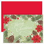 Poinsettia Pinecone Holiday Card 18CT