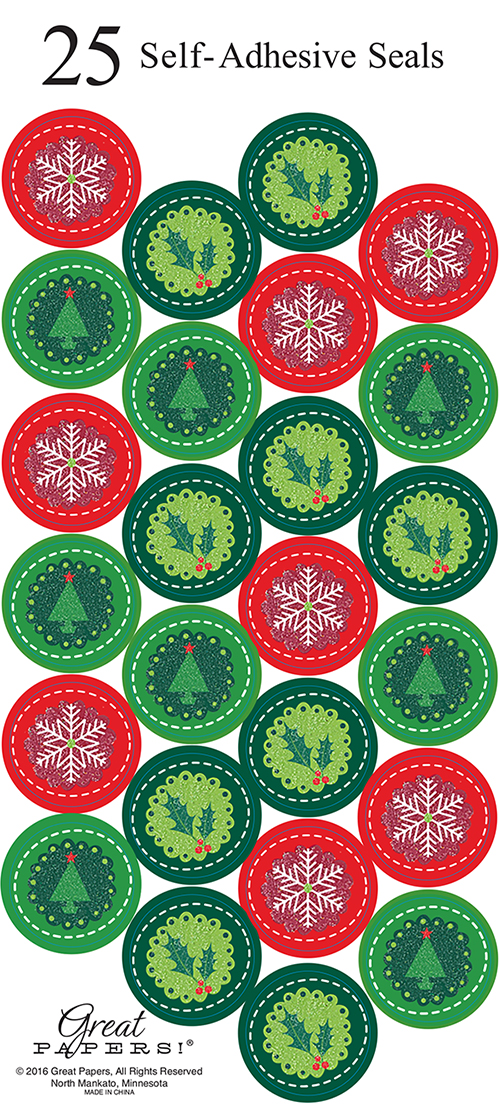 Holiday Circles Glitter Seal 25CT