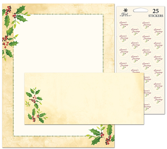 Falling Holly Stationery Kit 25CT