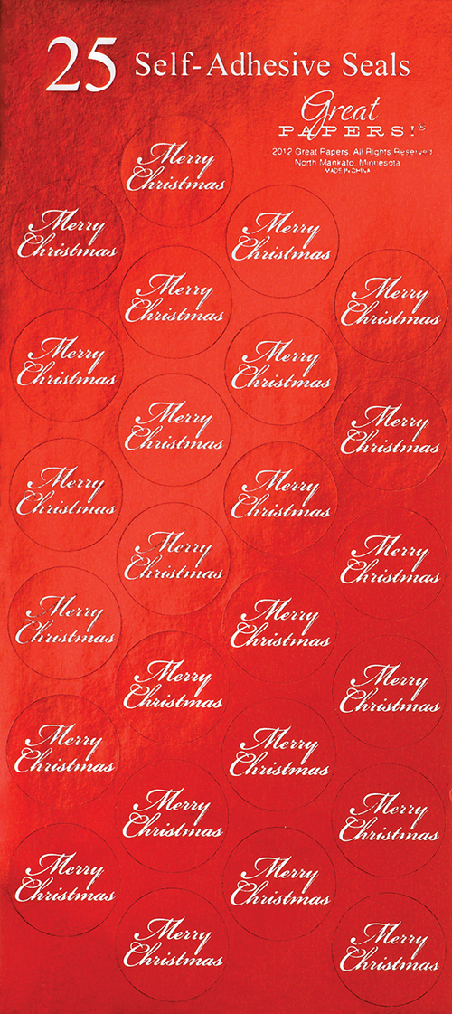 Red Merry Christmas Seals 25CT
