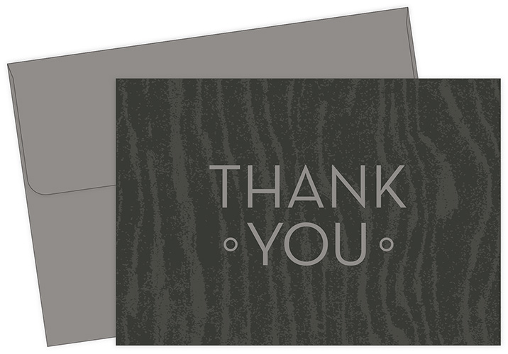 Grey Wood Grain Thank You Notecard, 20 CT