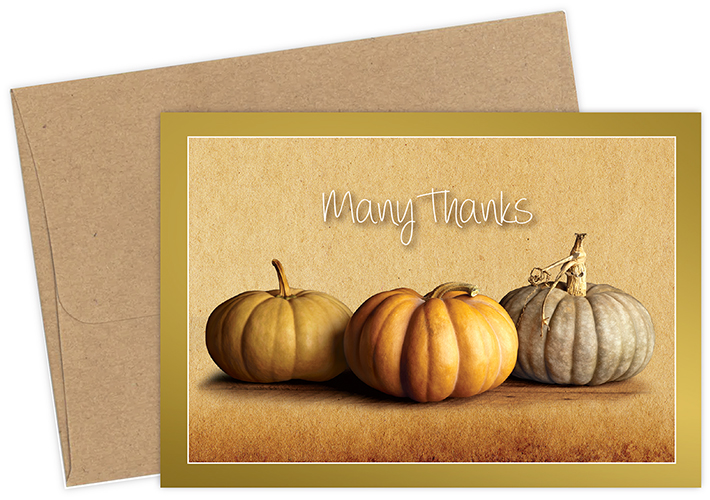 Fall Pumpkins Foil  and Kraft Thank You Notecard 50CT