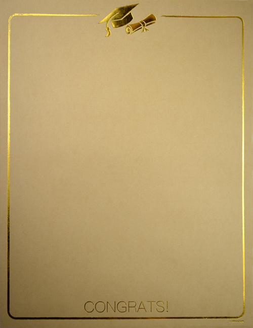 Golden Grad Hat & Diploma Foil Letterhead 40CT