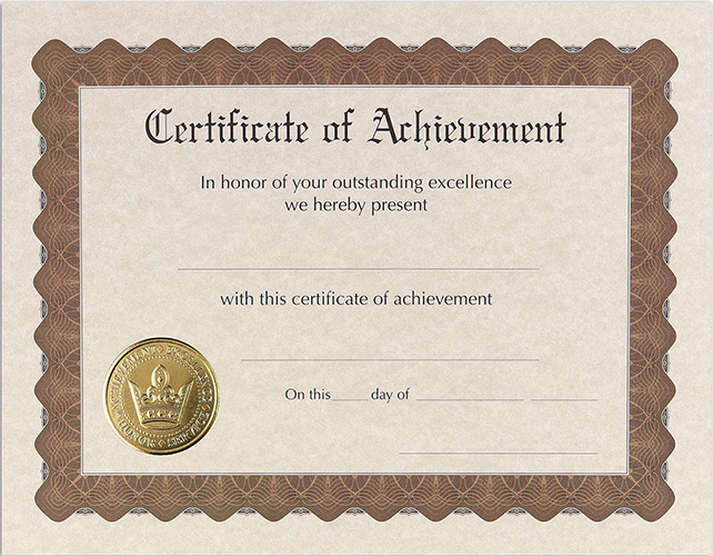 Achievement Stock Certificate 6CT
