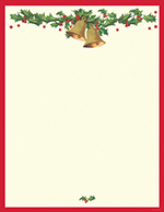 Antique Bells with Holly and Berries Letterhead 80CT