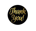Thank you Gold and Black Sticker, 250 CT