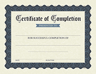 Stone Blue Completion Certificate, 15 CT