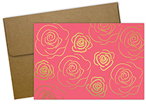 Gold Roses Foil Notecard, 50 CT